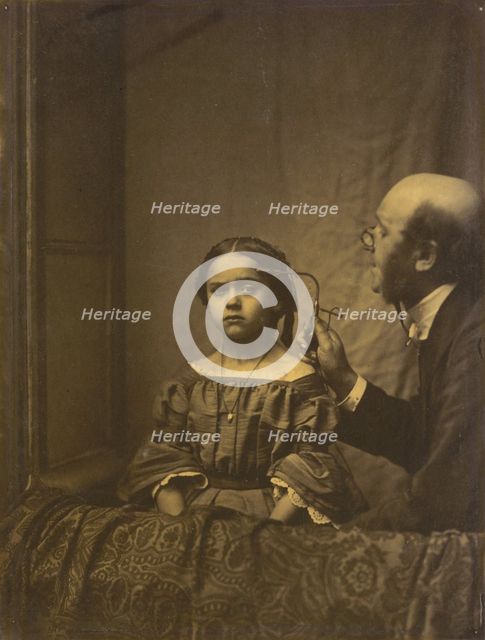 The muscle of attention (left); Eyebrow contraction due to bright light (right), 1854-1856. Creator: Duchenne de Boulogne.