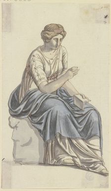 The Muse of History: Seated Woman with a Book in Her Left Hand (Regarding Goethe's Roman Carnival). Creator: Johann Georg Schütz