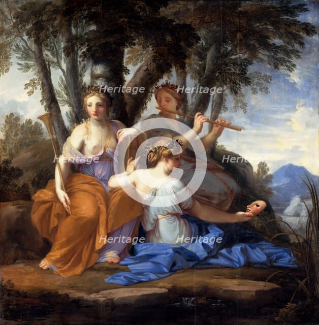 The Muses Clio, Euterpe, and Thalia. Artist: Le Sueur, Eustache (1617-1655)