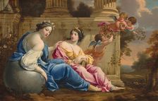 The Muses Urania and Calliope, c. 1634. Creators: Simon Vouet, Workshop of Simon Vouet