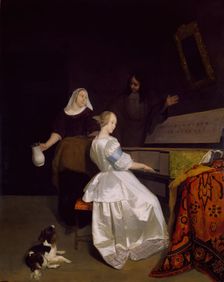 The Music Lesson, 1670-72. Creator: Jacob Ochtervelt