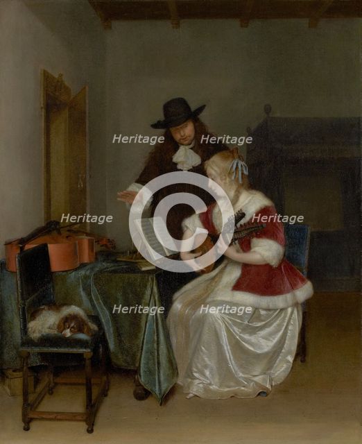 The Music Lesson, about 1668. Creator: Gerard Terborch II.