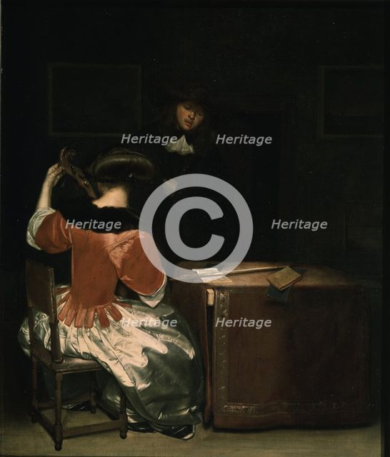 The Music Lesson. Artist: Ter Borch, Gerard, (Circle of)  