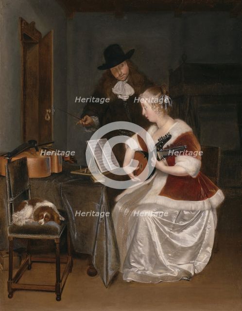 The Music Lesson, c. 1670. Creator: Gerard Terborch II.