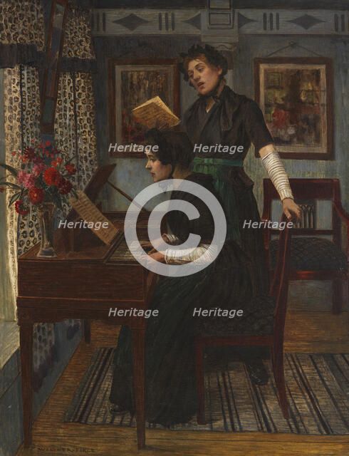 The music lesson, c. 1890. Creator: Firle, Walter (1859-1929).