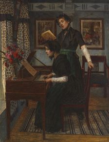 The music lesson, c. 1890. Creator: Firle, Walter (1859-1929)