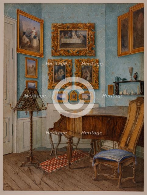 The Music Room of Fanny Hensel née Mendelssohn (1805-1847), 1849. Creator: Helfft, Julius Eduard (1818-1894).