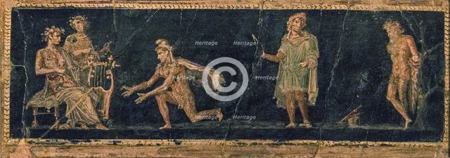 The Musical Contest between Apollo and Marsyas, 1st H. 1st cen. AD. Creator: Roman-Pompeian wall painting.