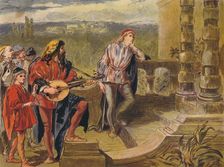 The musician sings in The Two Gentlemen of Verona: Act IV Scene II c1875. Artist: Sir John Gilbert