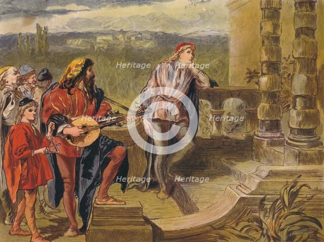 'The musician sings in The Two Gentlemen of Verona: Act IV Scene II', c1875. Artist: Sir John Gilbert.