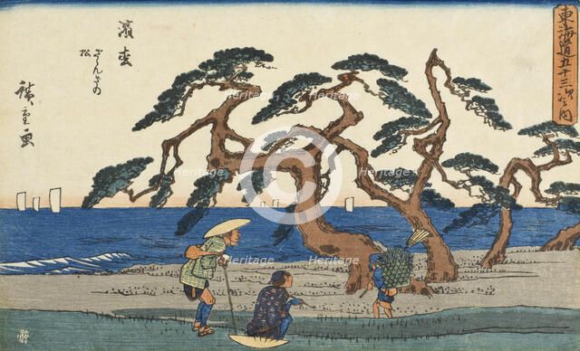 "The Murmuring Pines at Hamamatsu" from the series Fifty-three..., between c1841 and c1842. Creator: Ando Hiroshige.