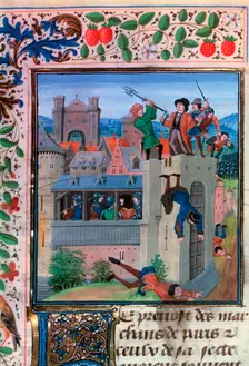 The murder of Etienne Marcel, 1358, (mid-15th century). Artist: Loyset Liedet