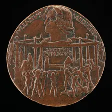 The Murder of Giuliano I de Medici (The Pazzi Conspiracy Medal) [reverse], 1478. Creator: Bertoldo di Giovanni