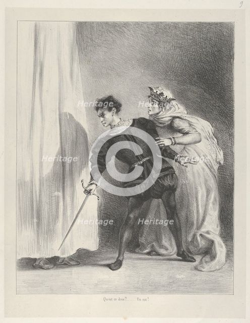 The Murder of Polonius, 1834-43., 1834-43. Creator: Eugene Delacroix.