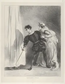 The Murder of Polonius, 1834-43., 1834-43. Creator: Eugene Delacroix