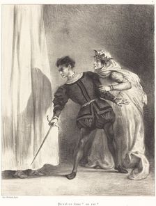 The Murder of Polonius (Act III, Scene IV), 1834/1843. Creator: Eugene Delacroix