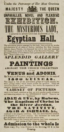 The Mysterious Lady, at the Egyptian Hall, 1845. Creator: Unknown