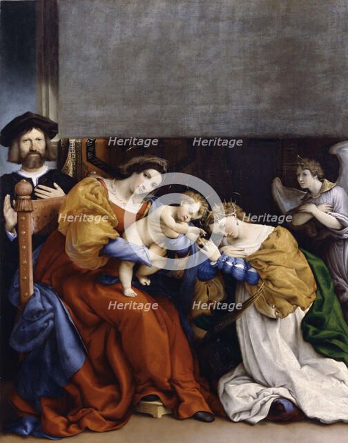 The Mystical Marriage of Saint Catherine with the Donor Niccolò Bonghi, 1523. Creator: Lotto, Lorenzo (1480-1556).