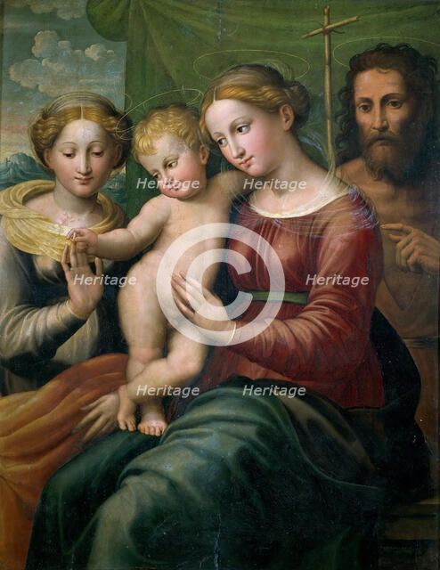 The Mystical Marriage of Saint Catherine and Saint John the Baptist, First Half of 16th cen. Creator: Francucci, Innocenzo (1490/94-1547/50).