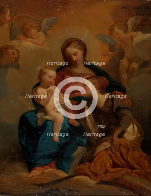 The Mystical Marriage of Saint Catherine, copy, 1850. Creator: Nils Jakob Blommer.