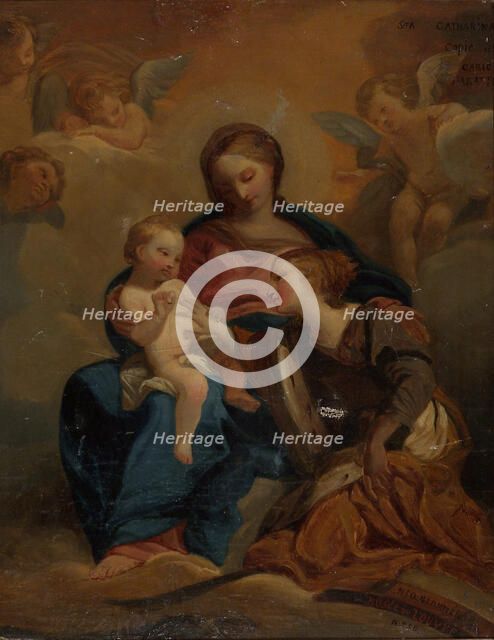 The Mystical Marriage of Saint Catherine, copy, 1850. Creator: Nils Jakob Blommer.
