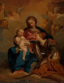 The Mystical Marriage of Saint Catherine, copy, 1850. Creator: Nils Jakob Blommer