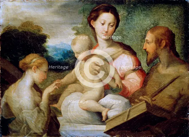 'The Mystical Marriage of Saint Catherine', late 1520s. Artist: Parmigianino    