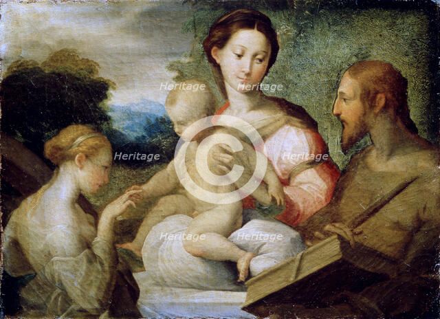 'The Mystical Marriage of Saint Catherine', late 1520s. Artist: Parmigianino    