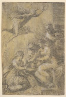 The mystic marriage of Saint Catherine, ca. 1550. Creator: Andrea Schiavone