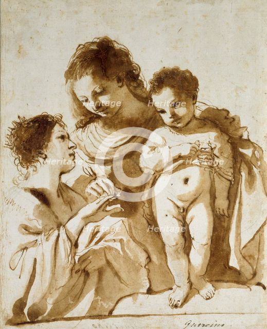 The Mystic Marriage of St Catherine, 1618-1619. Artist: Guercino.