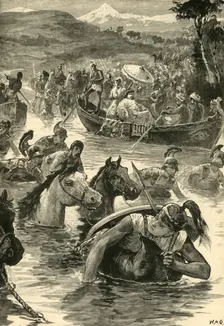 The Macedonians Crossing the Jaxartes 1890. Creator: Unknown