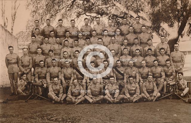 The Machine Gun Platoon of the First Battalion, The Queen's Own Royal West Kent Regiment. Poona, Ind Artist: Unknown