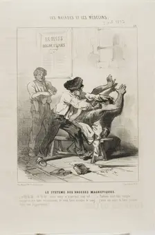 The Magnetic Brush Method (plate 21), 1843. Creator: Charles Emile Jacque