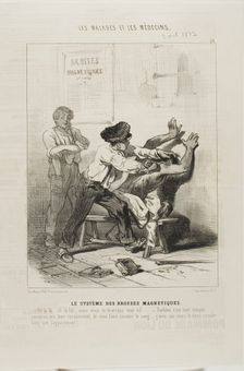 The Magnetic Brush Method (plate 21), 1843. Creator: Charles Emile Jacque