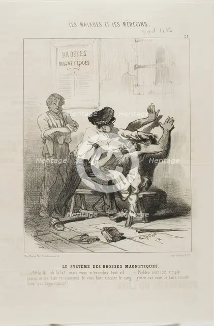 The Magnetic Brush Method (plate 21), 1843. Creator: Charles Emile Jacque.