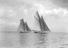 The magnificent schooners Germania and Waterwitch 1911. Creator: Kirk & Sons of Cowes