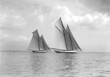 The magnificent schooners Germania and Waterwitch 1911. Creator: Kirk & Sons of Cowes