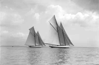 The magnificent schooners 'Germania' and 'Waterwitch', 1911. Creator: Kirk & Sons of Cowes.