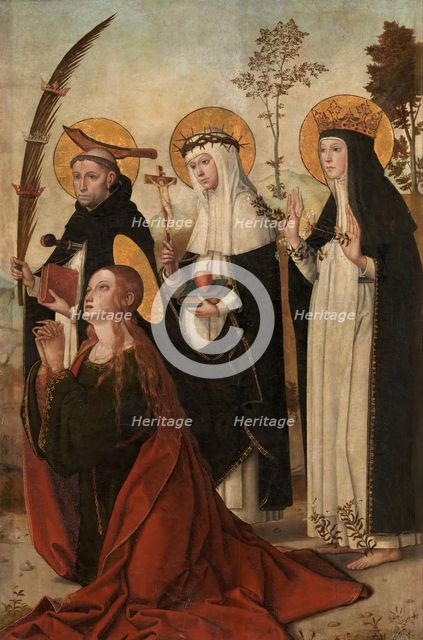The Magdalene, Peter of Verona, Catherine of Siena and Margaret of Hungary, 1515.  Creator: Juan de Borgoña.