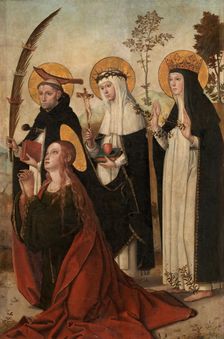 The Magdalene, Peter of Verona, Catherine of Siena and Margaret of Hungary, 1515. Creator: Juan de Borgoña