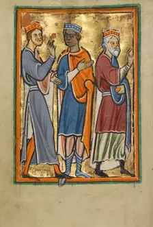 The Magi Approaching Herod; Illustrated Vita Christi, with devotional supplements, about 1190-1200. Creator: Unknown