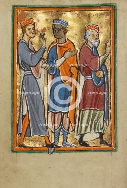 The Magi Approaching Herod; Illustrated Vita Christi, with devotional supplements, about 1190-1200. Creator: Unknown.