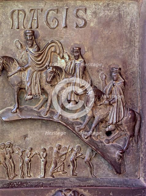 The Magi. Bronze relief at the south gate of the transept of Pisa Cathedral, designed by Bonanno …