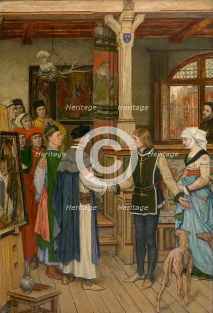 The Magistrates Visit the Studio of Jan van Eyck, 1889. Creator: Albrecht De Vriendt.