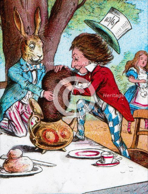 'The Mad Hatter and the March Hare trying to put the Dormouse into a teapot', c1910. Artist: John Tenniel.