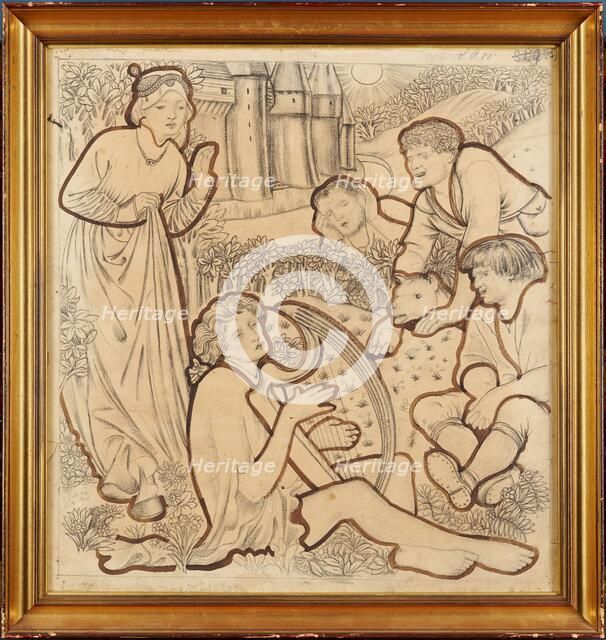 The Madness of Sir Tristram, 1862. Creator: Sir Edward Coley Burne-Jones.