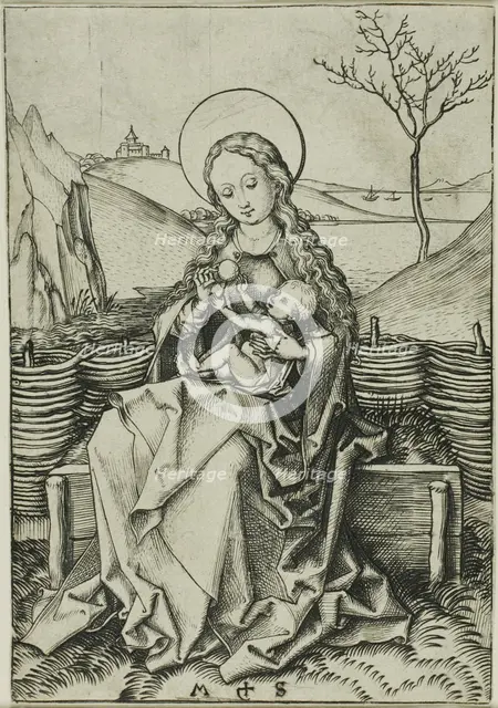 The Madonna and Child on a Grassy Bench, n.d. Creator: Martin Schongauer.