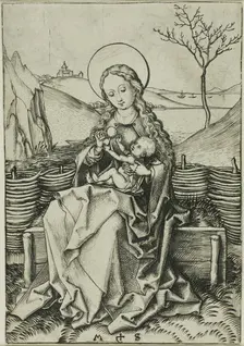 The Madonna and Child on a Grassy Bench, n.d. Creator: Martin Schongauer
