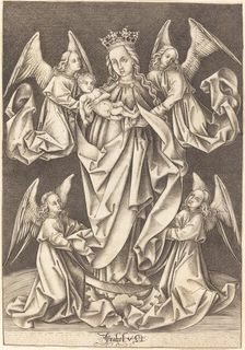 The Madonna and Child on the Crescent Supported by Four Angels, c. 1490/1500. Creator: Israhel van Meckenem