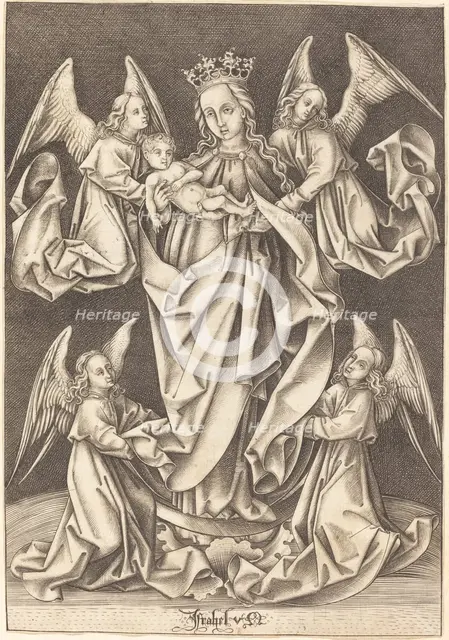 The Madonna and Child on the Crescent Supported by Four Angels, c. 1490/1500. Creator: Israhel van Meckenem.
